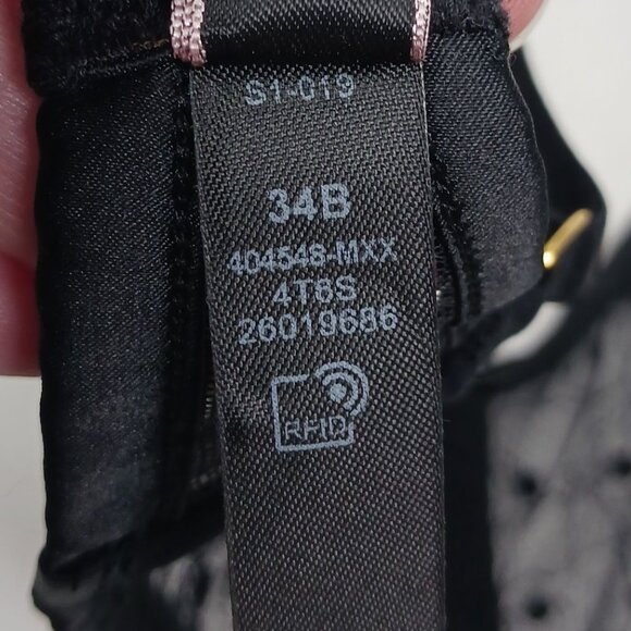 NWOT Victorias Secret Black Lace Low Cut Demi Bra 34B Mesh Underwire - Picture 10 of 10